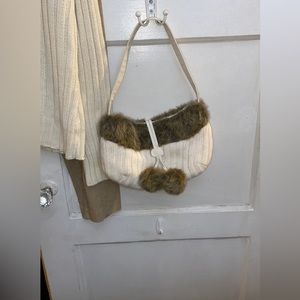 Bath and Bodyworks, Fur lined, cableknit purse